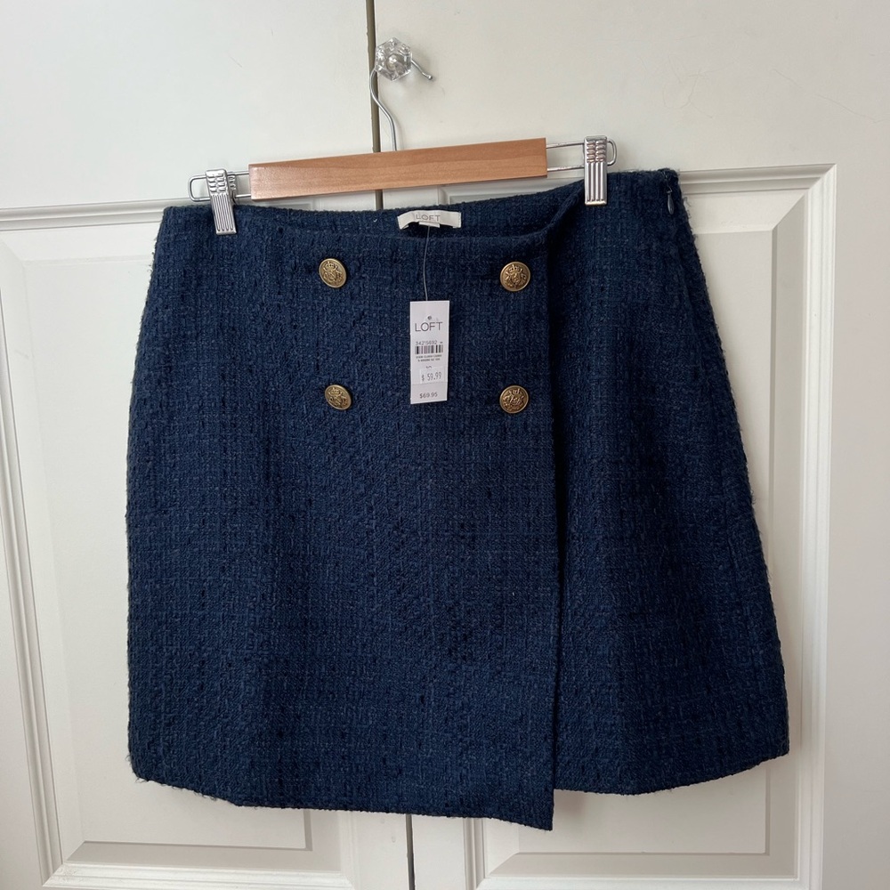 NWT LOFT blue tweed skirt